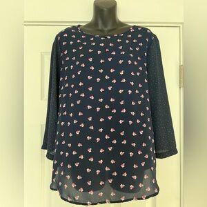 Van Heusen Navy Floral Blouse